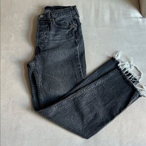 GAP Cheeky Straight Leg High Rise Black Frayed Hem Women Jeans‎ size 26/2R